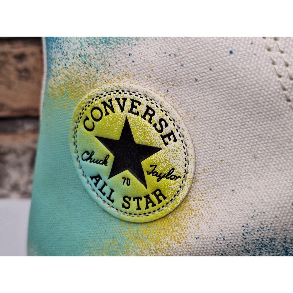 Converse Chuck 70 Hi Blue Green Tie Dye Shoes Canvas Sneakers Men's Sz 15 Rare - Picture 2 of 11
